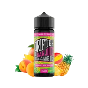Imagen de Drifter Bar Pineapple Peach Mango 24ml Longfill, e-líquido personalizable con sabores tropicales de piña, melocotón y mango, ideal para vapeo.