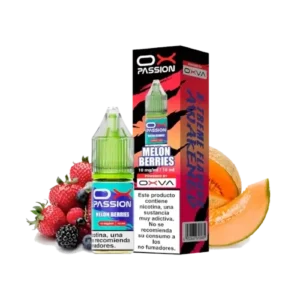 Botella de 10ml del e-liquid Oxva Ox Passion Salts Melon Berries con sabor a melón y bayas