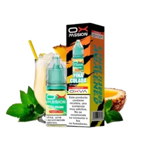 Botella de 10ml del e-liquid Oxva Ox Passion Salts Piña Colada con sabor a piña y coco