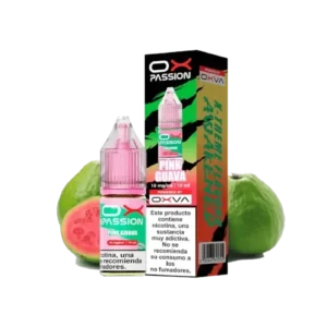 Botella de 10ml del e-liquid Oxva Ox Passion Salts Pink Guava con sabor a guayaba rosa