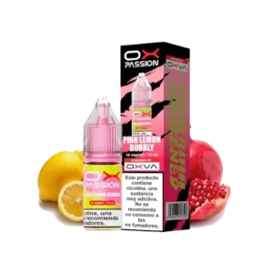 Botella de 10ml del e-liquid Oxva Ox Passion Salts Pink Lemon Bubbly con sabor a limón y granada